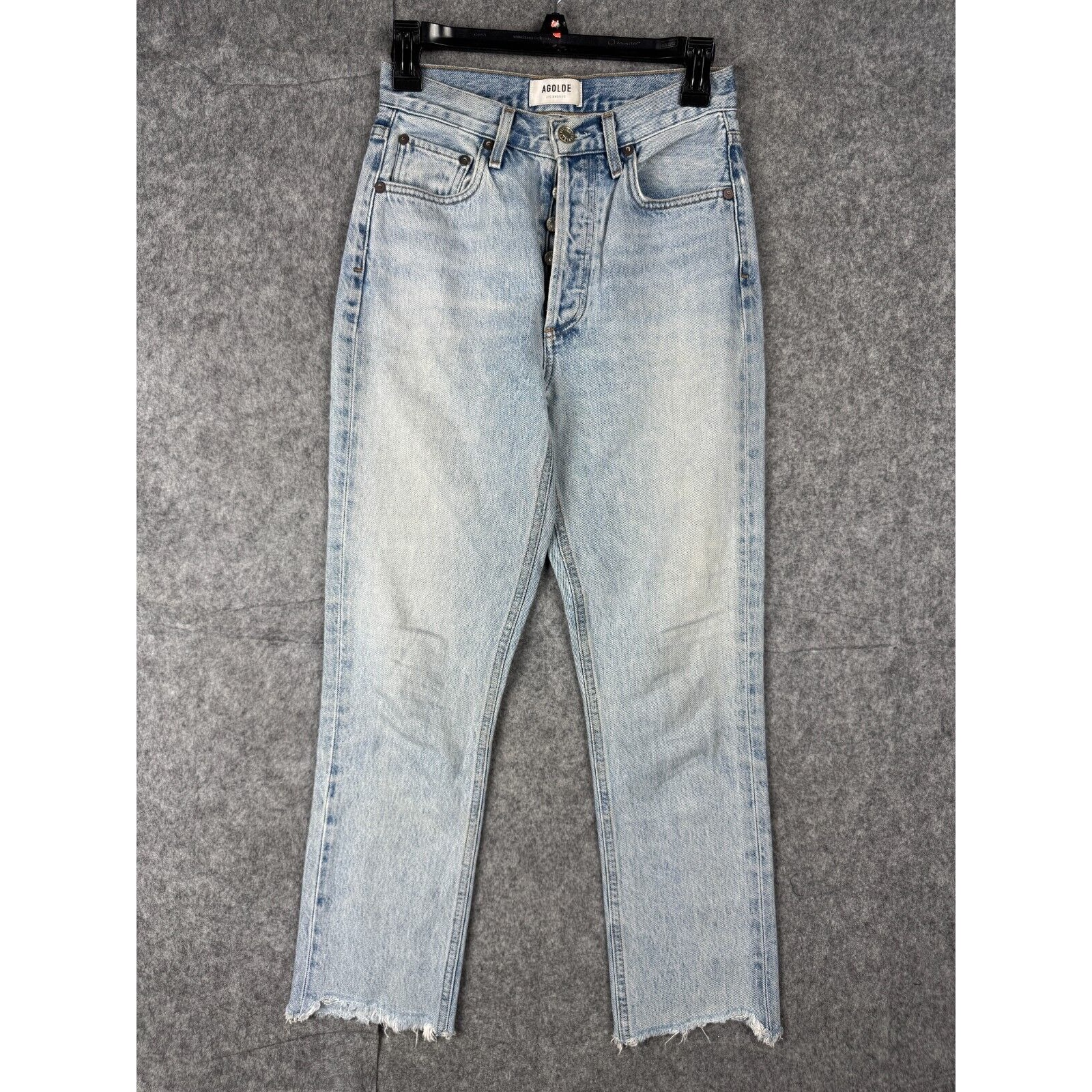 Agolde Jeans Women's 24 (26x25) Blue Riley High Rise Distressed Light Wash *